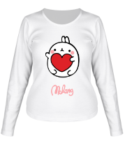 Женская футболка длинный рукав Кролик Моланг (сердце) фото