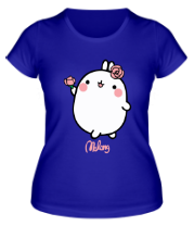 Женская футболка Кролик Моланг (цветы) фото