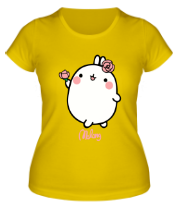 Женская футболка Кролик Моланг (цветы) фото