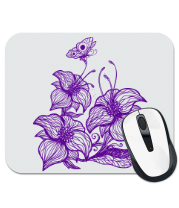 Коврик для мыши Цветы с бабочками фото