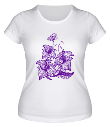 Женская футболка Цветы с бабочками