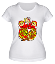 Женская футболка Буратино с матрёшками фото