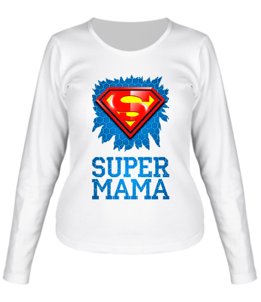 Женская футболка длинный рукав Мама - супер!