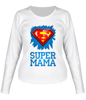 Женская футболка длинный рукав Мама - супер! фото