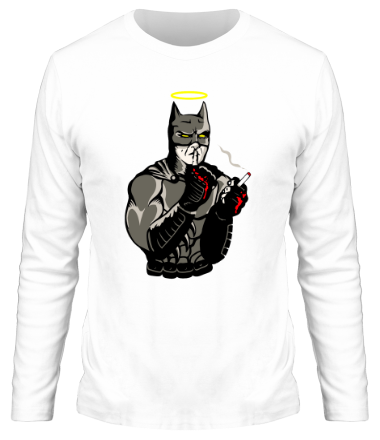 Мужская футболка длинный рукав Бэтмен  курит