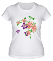 Женская футболка Цветы и бабочки фото