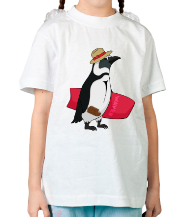 Детская футболка Пингвин сёрфер