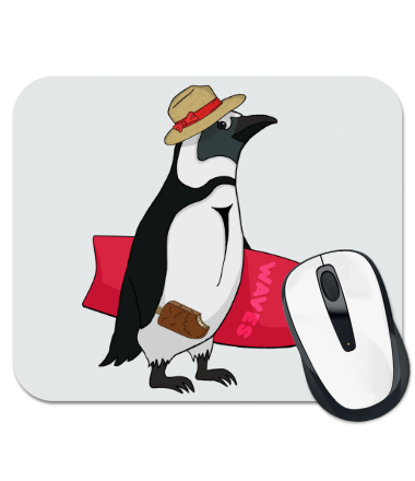 Коврик для мыши Пингвин сёрфер