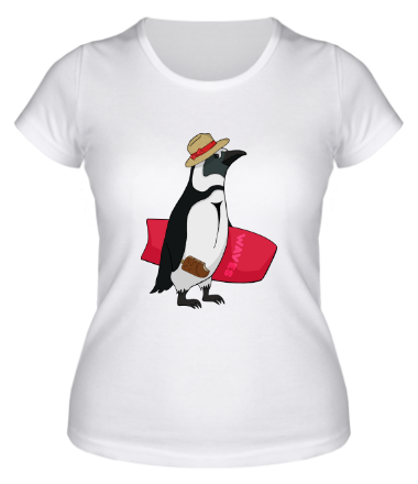 Женская футболка Пингвин сёрфер