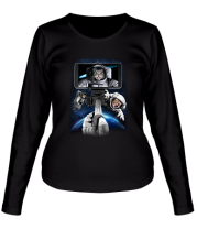 Женская футболка длинный рукав Селфи в космосе фото