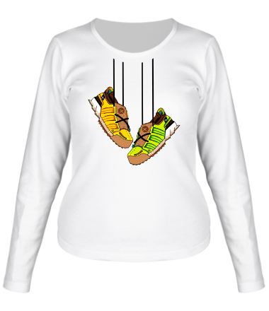 Женская футболка длинный рукав Кроссовки на шнурках