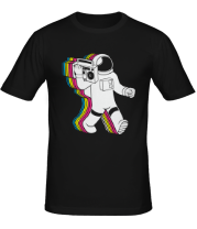 Мужская футболка Космонавт с магнитофоном фото