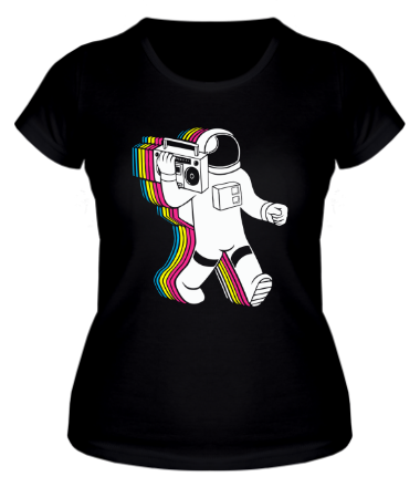 Женская футболка Космонавт с магнитофоном
