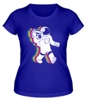 Женская футболка Космонавт с магнитофоном фото