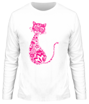 Мужская футболка длинный рукав Кошка из цветов фото