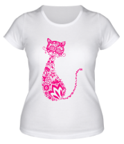 Женская футболка Кошка из цветов фото