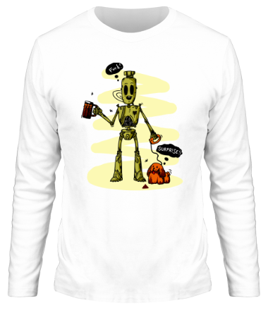 Мужская футболка длинный рукав Робот с собачкой