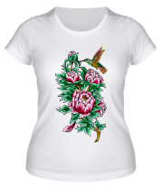 Женская футболка Колибри в цветах фото