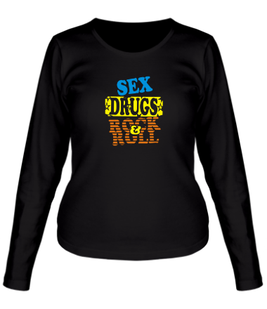 Женская футболка длинный рукав Sex Drugs Rock'n'Roll