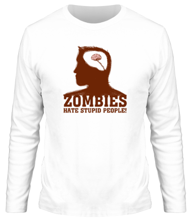 Мужская футболка длинный рукав Zombie Hate stupid people