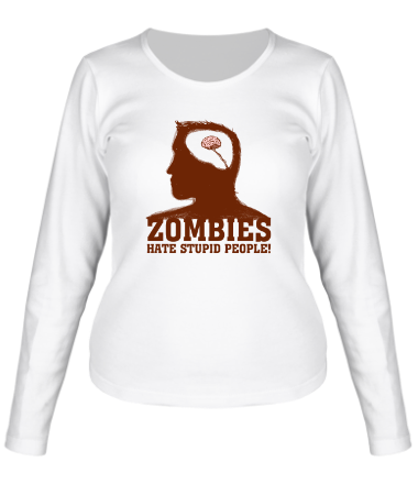 Женская футболка длинный рукав Zombie Hate stupid people