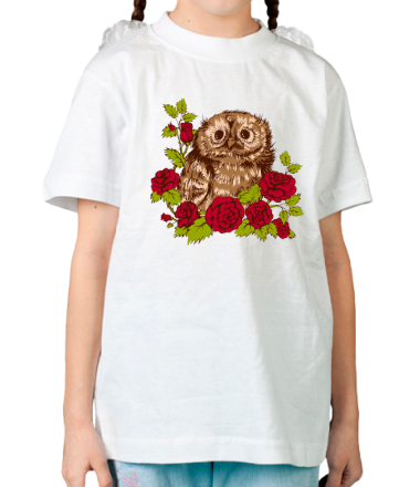 Детская футболка Сова в розах