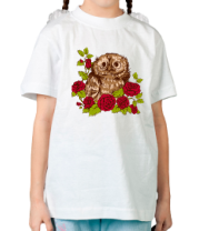 Детская футболка Сова в розах фото