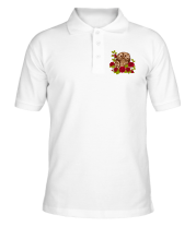 Мужская футболка поло Сова в розах фото
