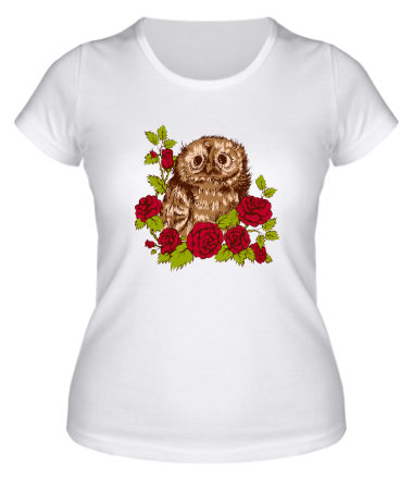 Женская футболка Сова в розах