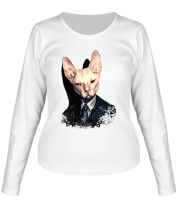 Женская футболка длинный рукав Mr Cat фото