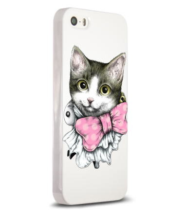 Чехол для iPhone Котёнок с розовым бантом