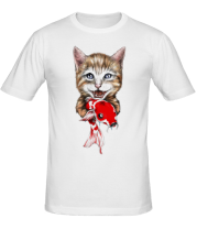 Мужская футболка Котёнок с рыбкой фото