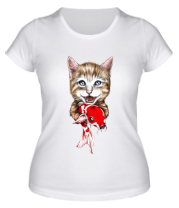 Женская футболка Котёнок с рыбкой фото
