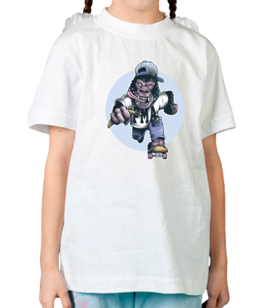 Детская футболка  Горилла на скейте