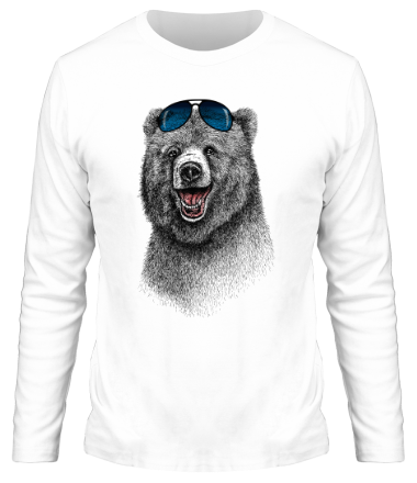 Мужская футболка длинный рукав Счастливый Медведь