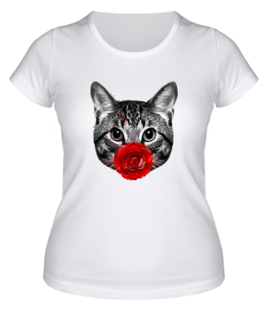 Женская футболка Кот с розой