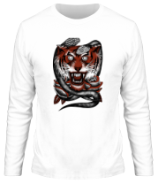 Мужская футболка длинный рукав Тигр и змеи фото