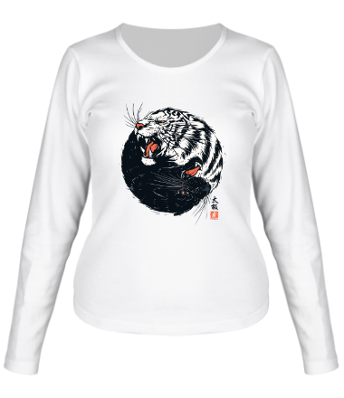 Женская футболка длинный рукав Тайчи Тигр