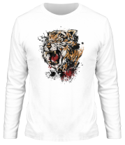 Мужская футболка длинный рукав Тигр в брызгках фото