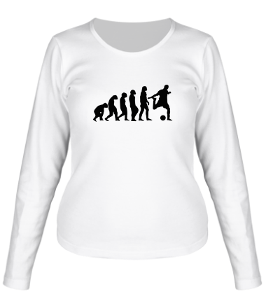 Женская футболка длинный рукав Футбольная Эволюция