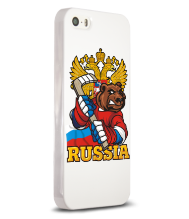 Чехол для iPhone Российский Хоккей. Медведь.