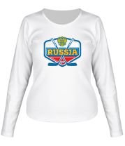Женская футболка длинный рукав Россия. Хоккей. фото