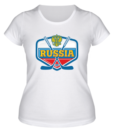 Женская футболка Россия. Хоккей.