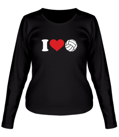 Женская футболка длинный рукав Я люблю волейбол
