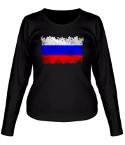 Женская футболка длинный рукав Флаг РФ