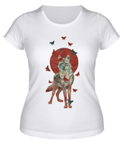 Женская футболка Волчица в бабочках фото