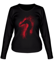 Женская футболка длинный рукав Дракон в дыму