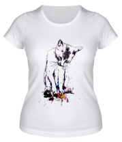 Женская футболка Кошка против Микки Мауса фото