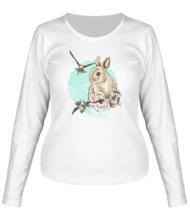 Женская футболка длинный рукав Беги Кролик, Беги