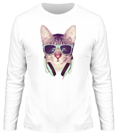 Мужская футболка длинный рукав Крутой кот